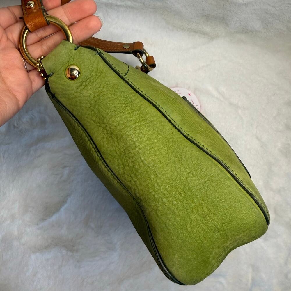 RARE y2k COACH 8A54 Chelsea Hobo Turnlock Nubuc Green Shoulder Bag - Picture 8 of 12